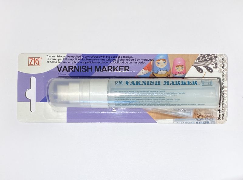 ZIG Varnish Marker, 1,5 cm breiter Stift, wasserbasierter Schutzlack für flache poröse Untergründe von Kuretake