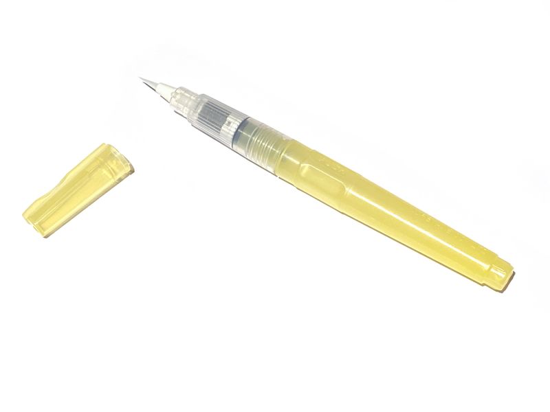 Kuretake Wassertankpinsel Gelb, feine Pinselspitze, Aquarellpinsel für dünne Linien